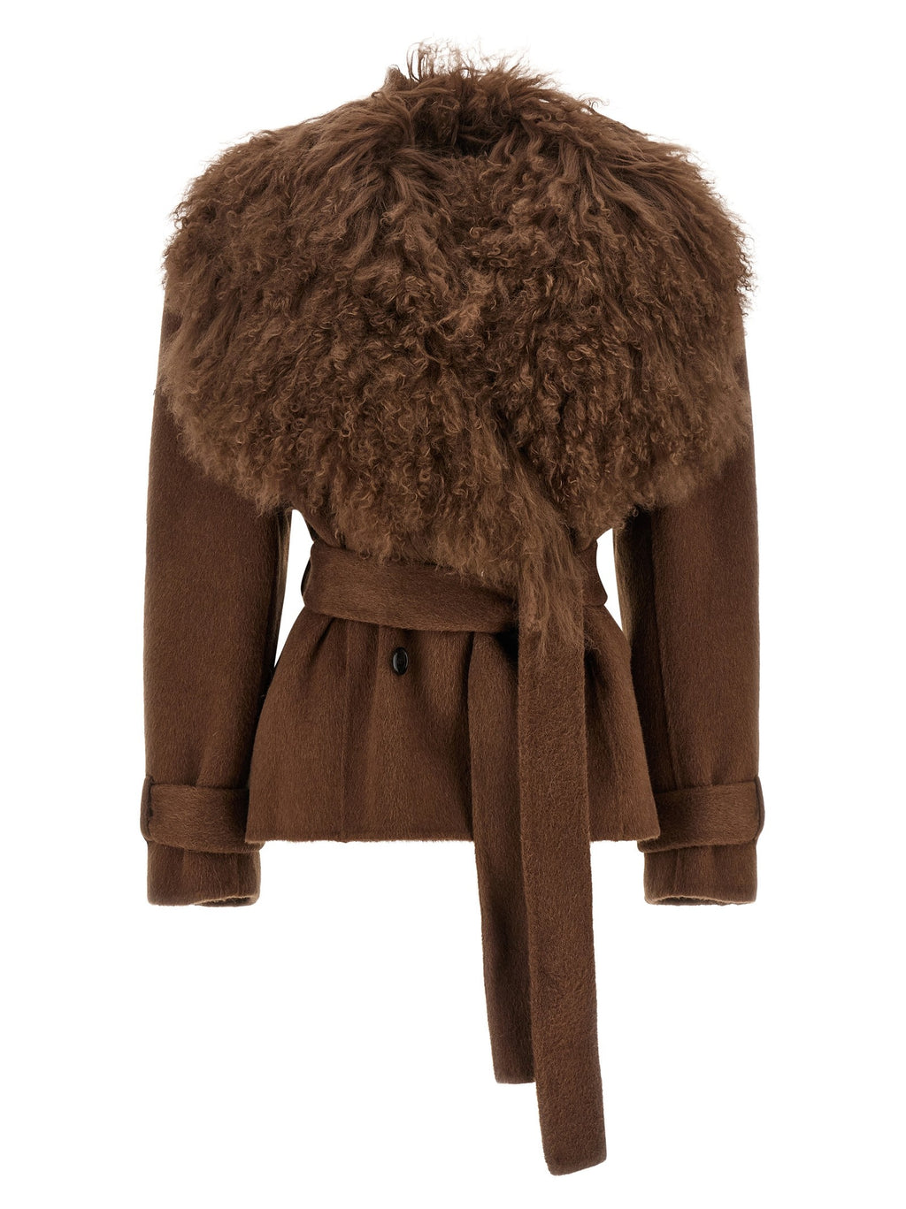 Giuseppe Di Morabito Shearling Neck Coat Brown