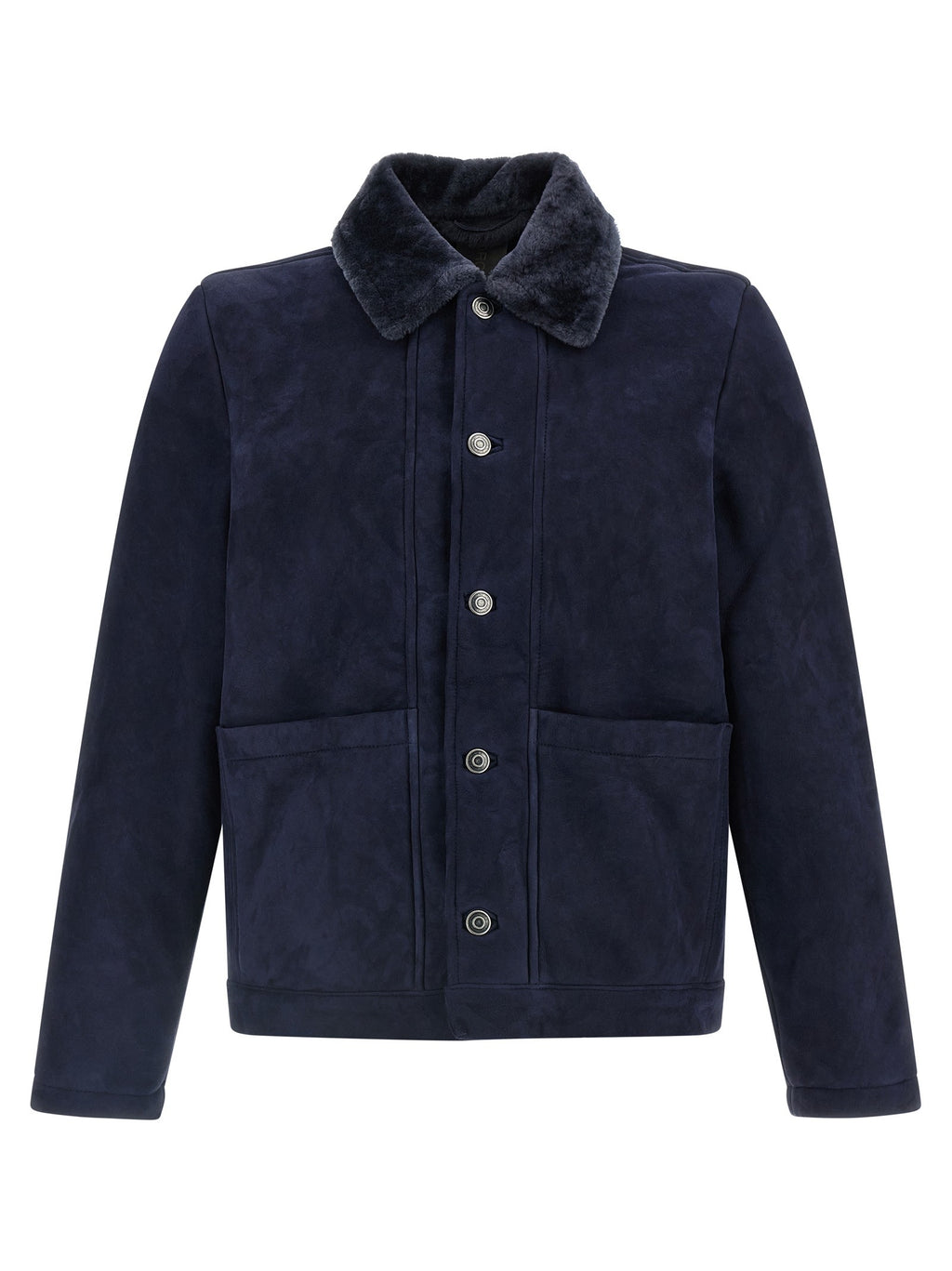 Giorgio Brato Shearling Neck Overshirt Blue