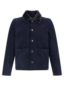 Giorgio Brato Shearling Neck Overshirt Blue