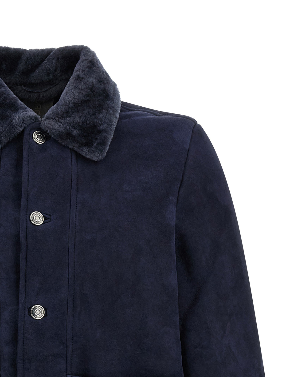 Giorgio Brato Shearling Neck Overshirt Blue