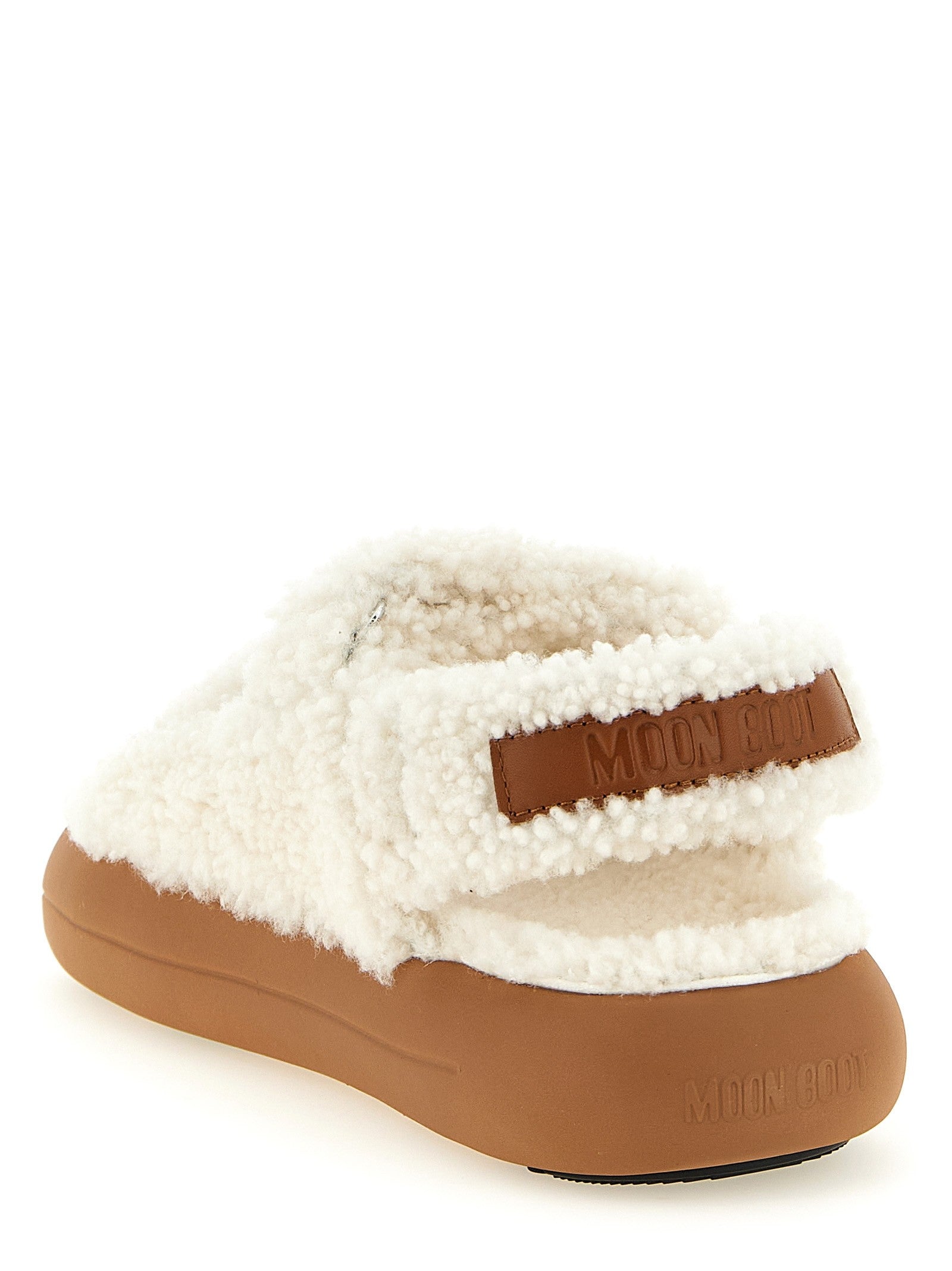 Moon Boot Shearling Sandals White