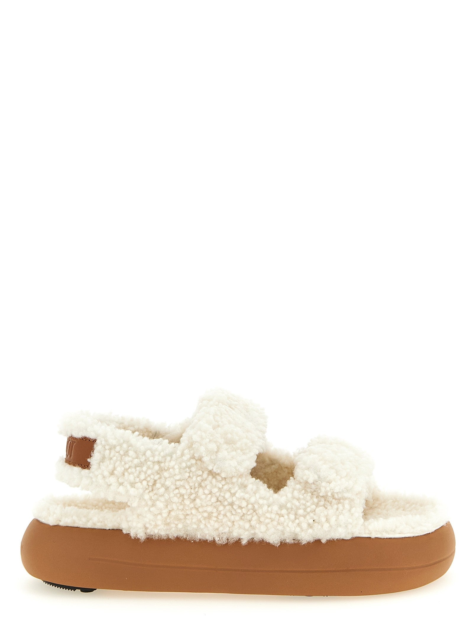 Moon Boot Shearling Sandals White