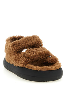 Moon Boot Shearling Sandals Brown