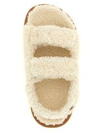 Moon Boot Shearling Sandals White