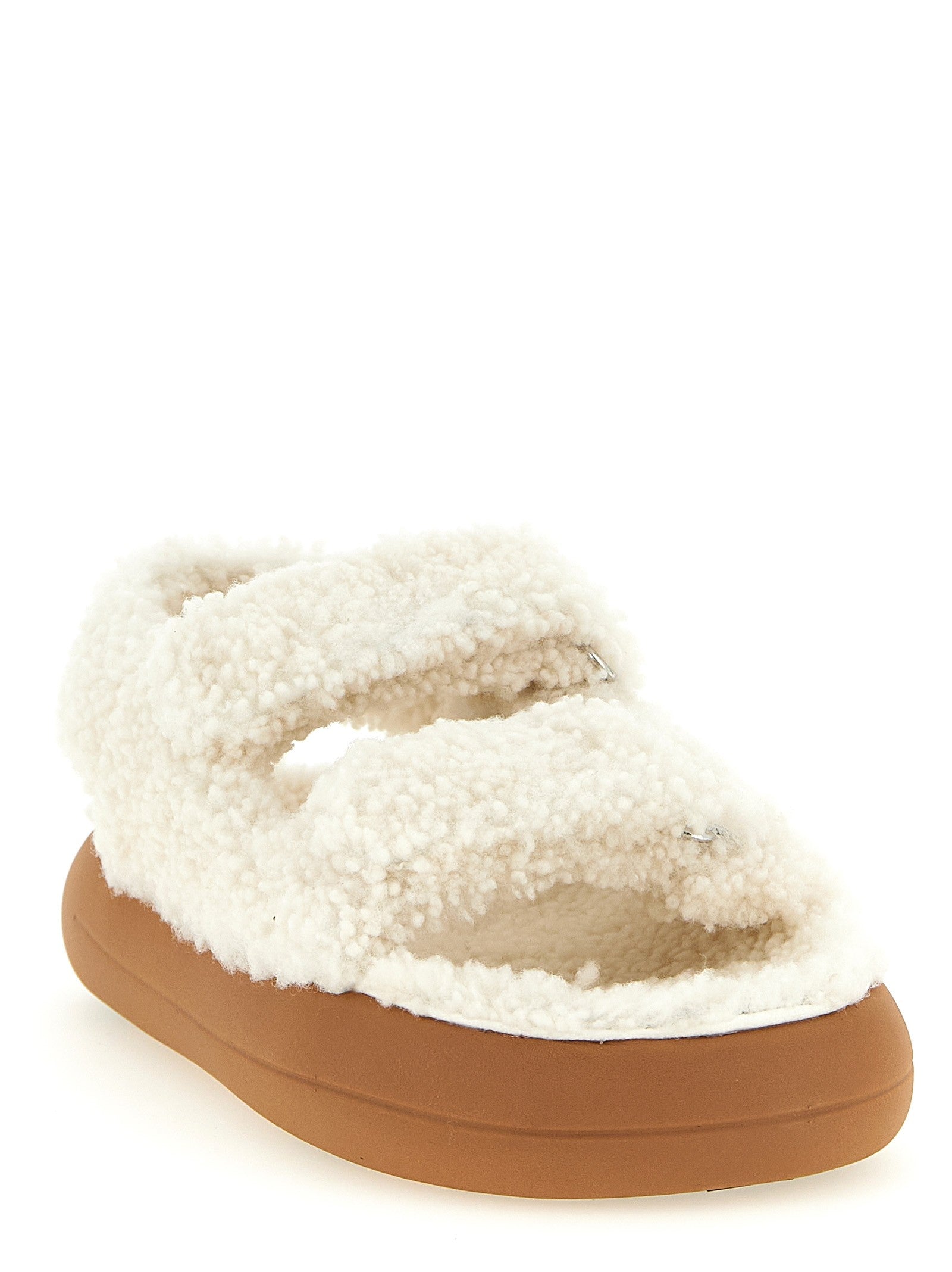 Moon Boot Shearling Sandals White