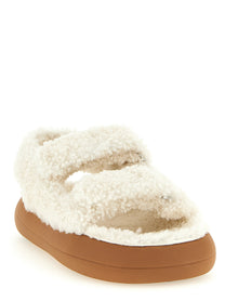 Moon Boot Shearling Sandals White