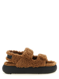 Moon Boot Shearling Sandals Brown