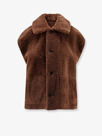 Brunello Cucinelli Women's Shearling Sleeveless Jacket Brown