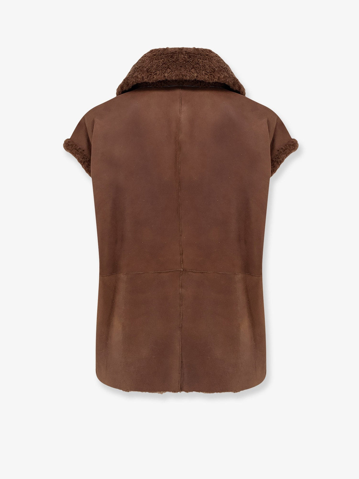 Brunello Cucinelli Women's Shearling Sleeveless Jacket Brown