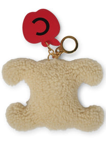 Celine Women's Shearling Triomphe Keychain Beige
