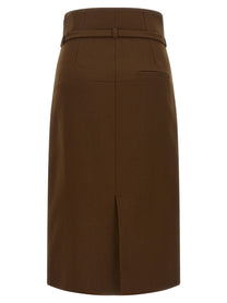 Ami Paris Sheath Skirt Brown