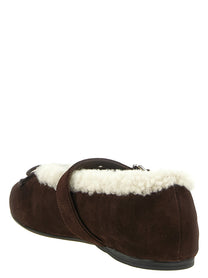 Miu Miu Sheepskin Ballet Flats Brown