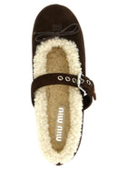 Miu Miu Sheepskin Ballet Flats Brown