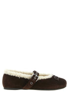 Miu Miu Sheepskin Ballet Flats Brown