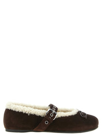 Miu Miu Sheepskin Ballet Flats Brown