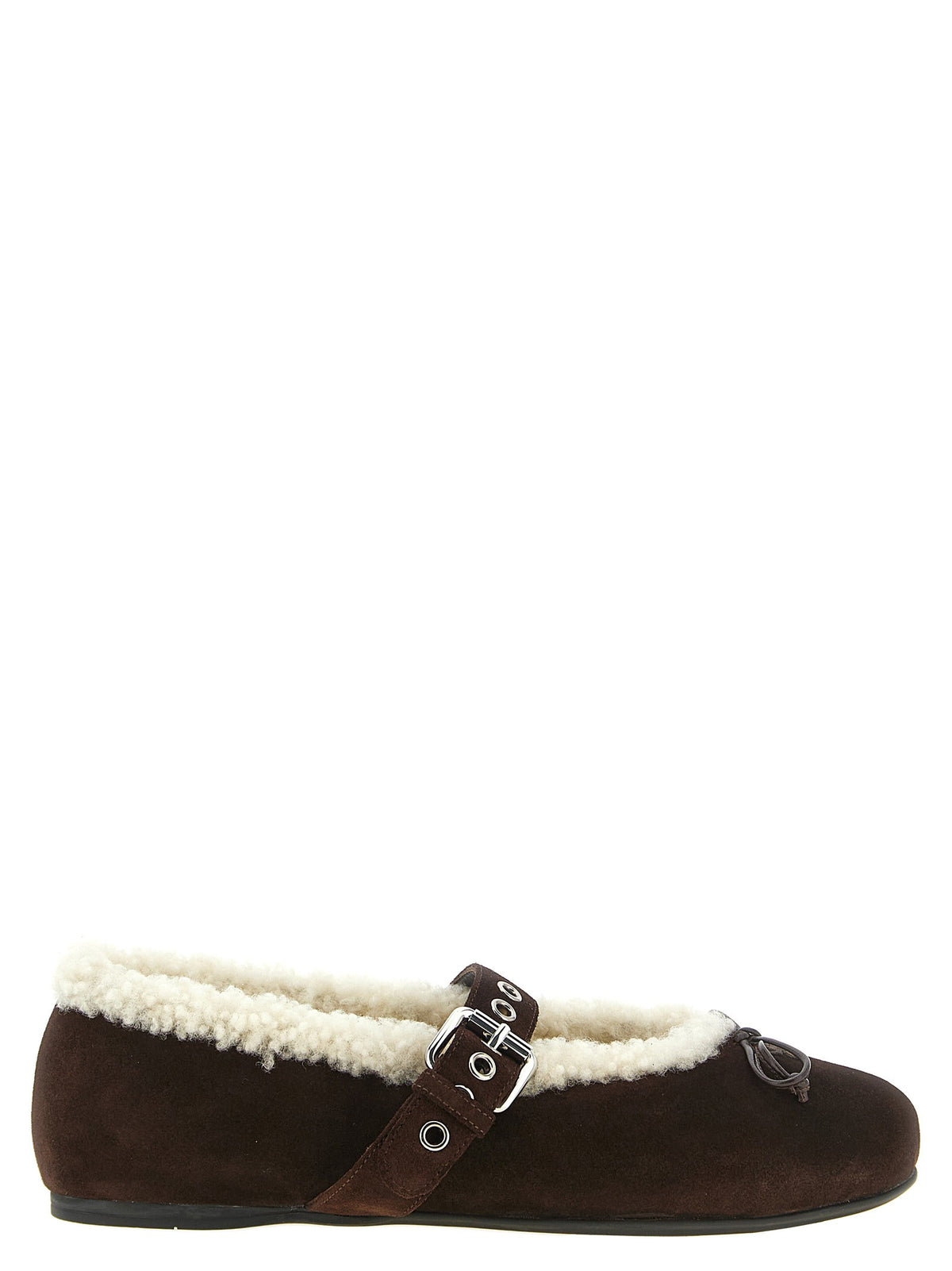 Miu Miu Sheepskin Ballet Flats Brown
