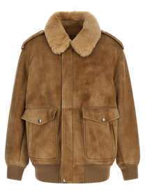 PRADA Sheepskin Bomber Jacket Beige