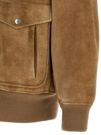 PRADA Sheepskin Bomber Jacket Beige