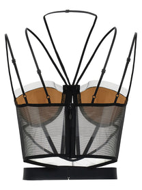 Nensi Dojaka Sheer Corset Top Black
