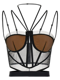 Nensi Dojaka Sheer Corset Top Black