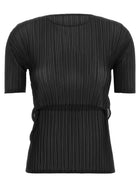 ISSEY MIYAKE Sheer Slit Pleats Top Black