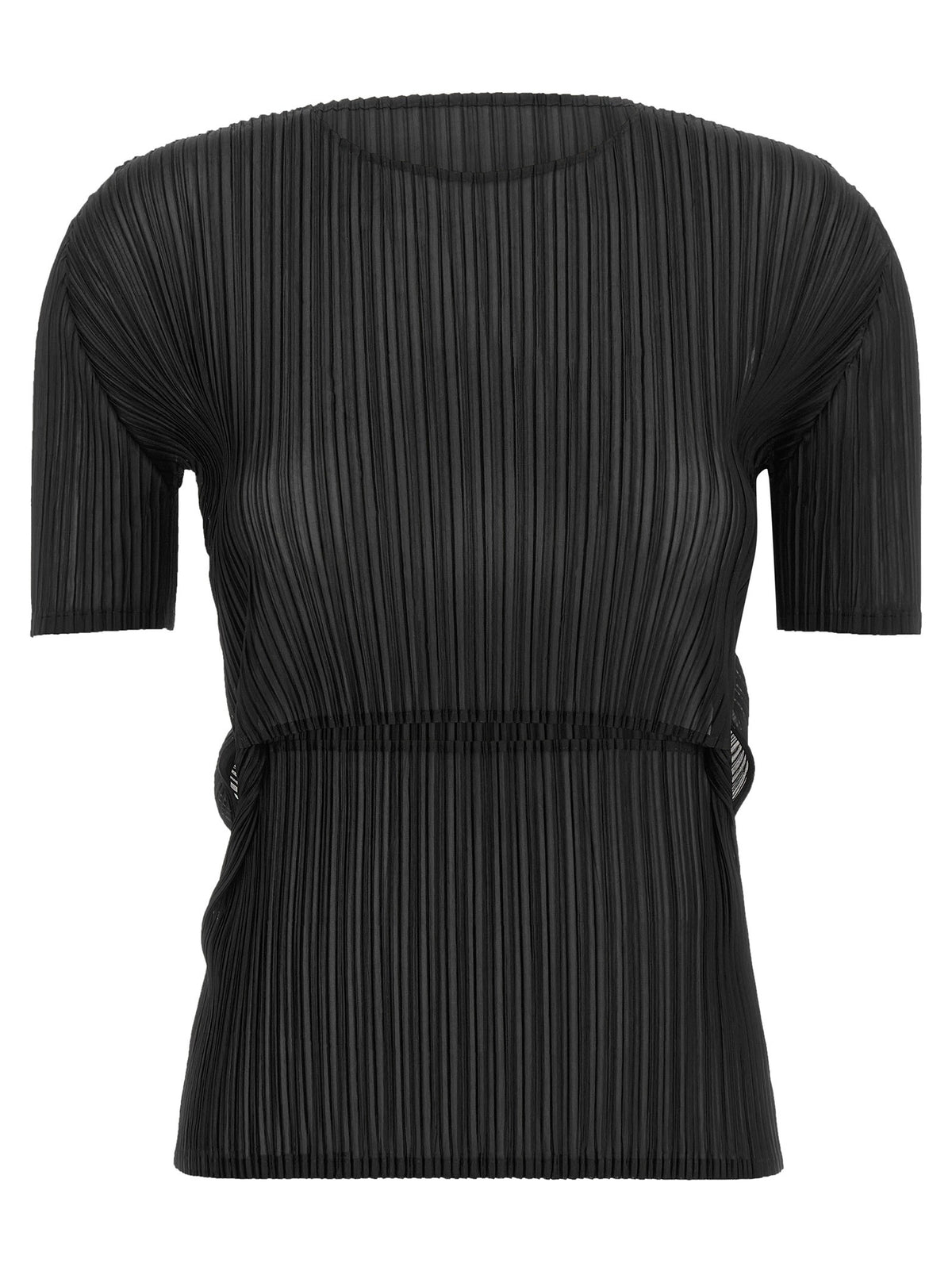 ISSEY MIYAKE Sheer Slit Pleats Top Black