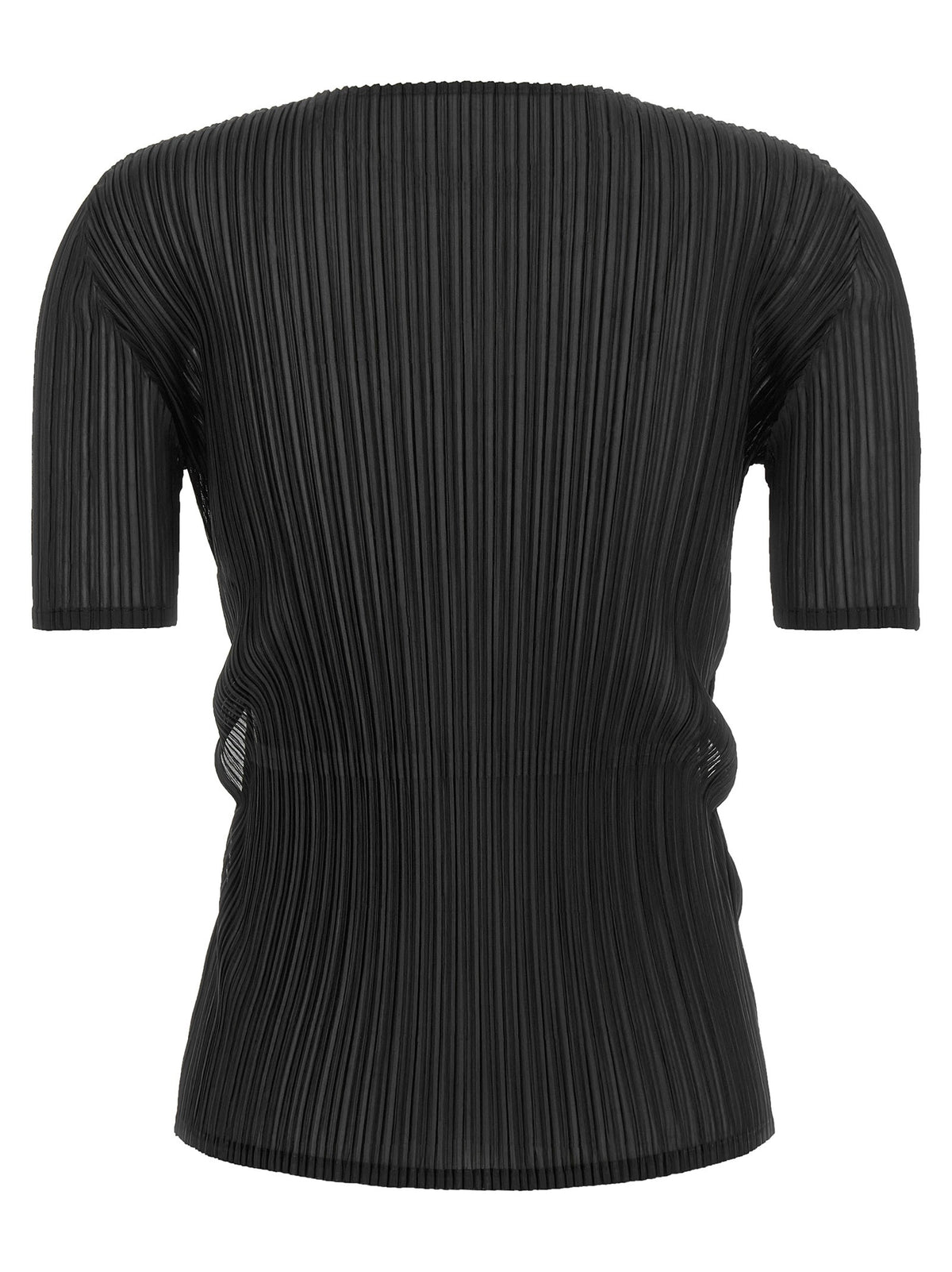 ISSEY MIYAKE Sheer Slit Pleats Top Black