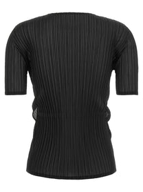 ISSEY MIYAKE Sheer Slit Pleats Top Black