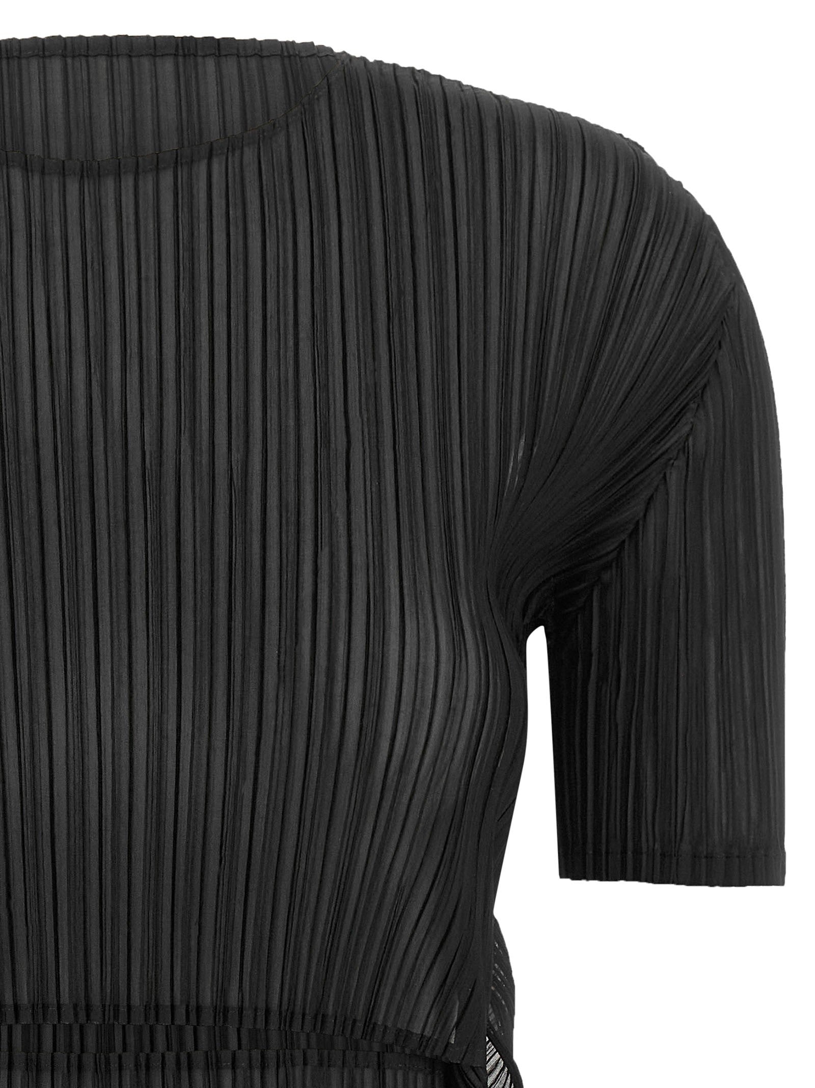 ISSEY MIYAKE Sheer Slit Pleats Top Black