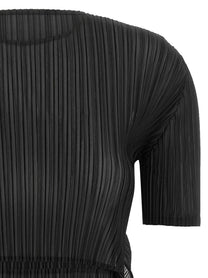 ISSEY MIYAKE Sheer Slit Pleats Top Black