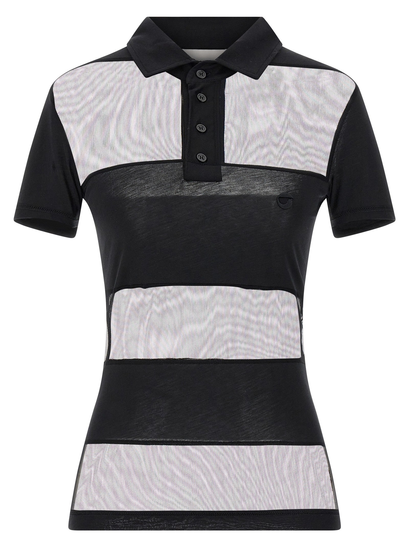 Coperni Sheer Striped Polo Shirt Black