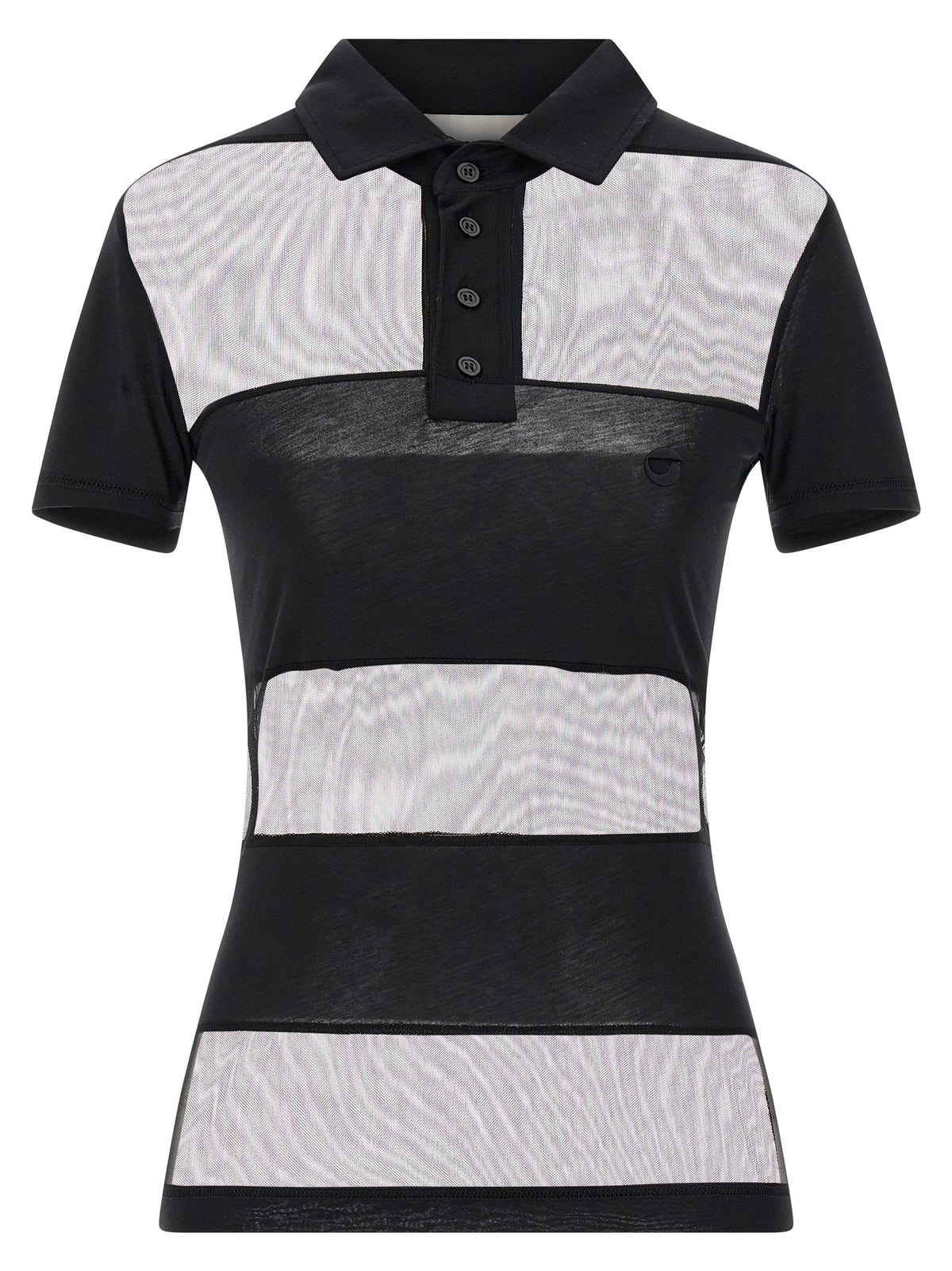 Coperni Sheer Striped Polo Shirt Black