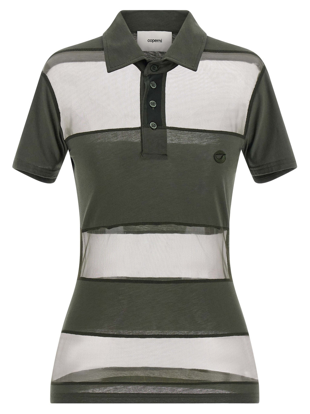 Coperni Sheer Striped Polo Shirt Green