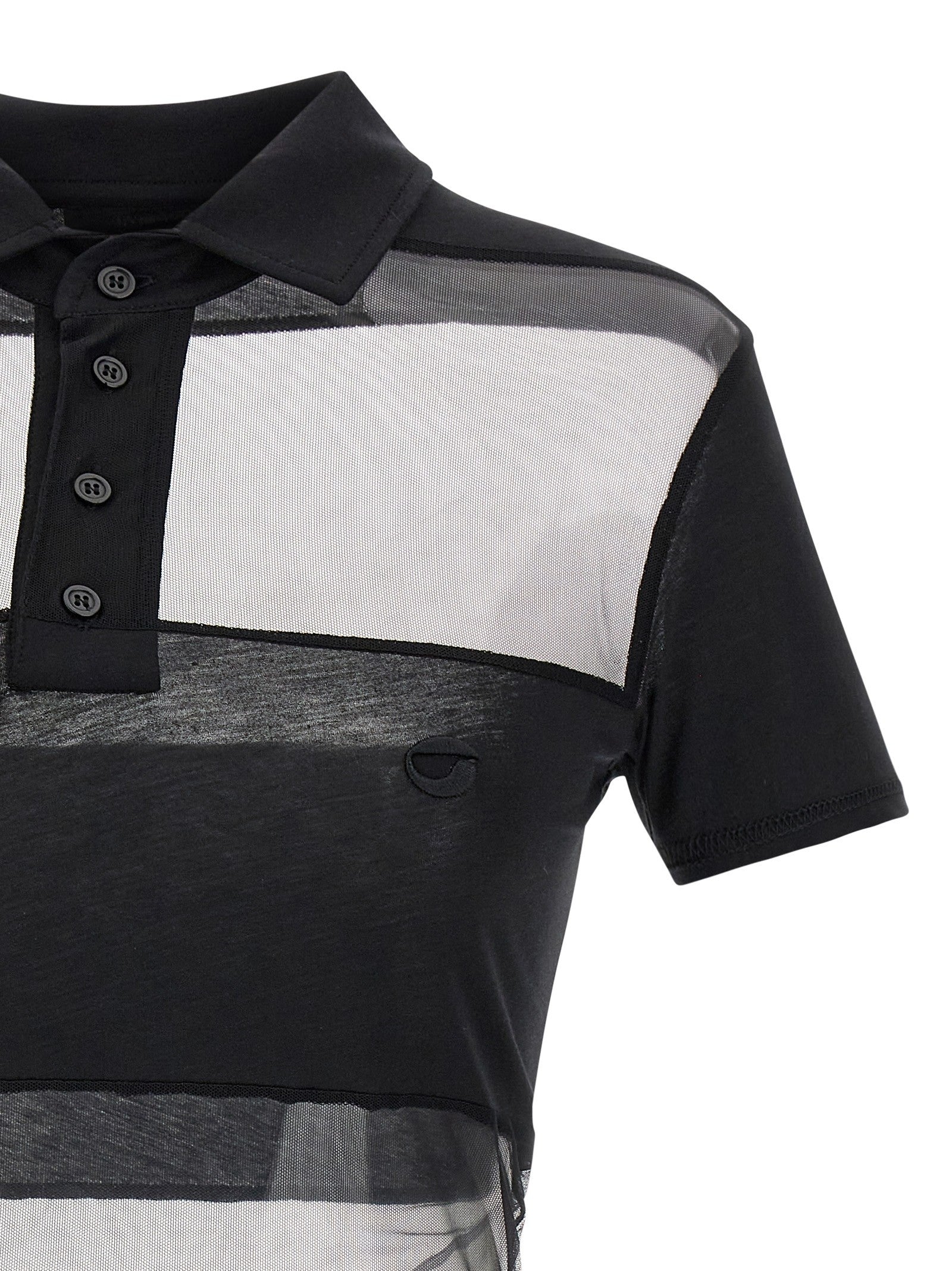 Coperni Sheer Striped Polo Shirt Black