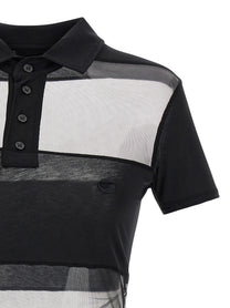 Coperni Sheer Striped Polo Shirt Black