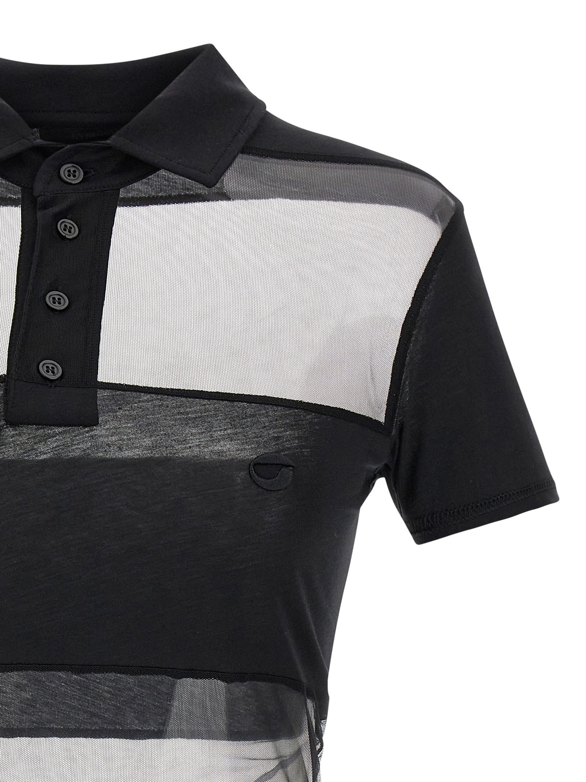 Coperni Sheer Striped Polo Shirt Black, view 3