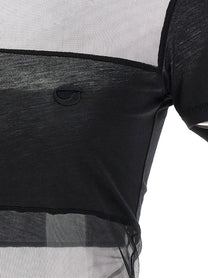 Coperni Sheer Striped Polo Shirt Black