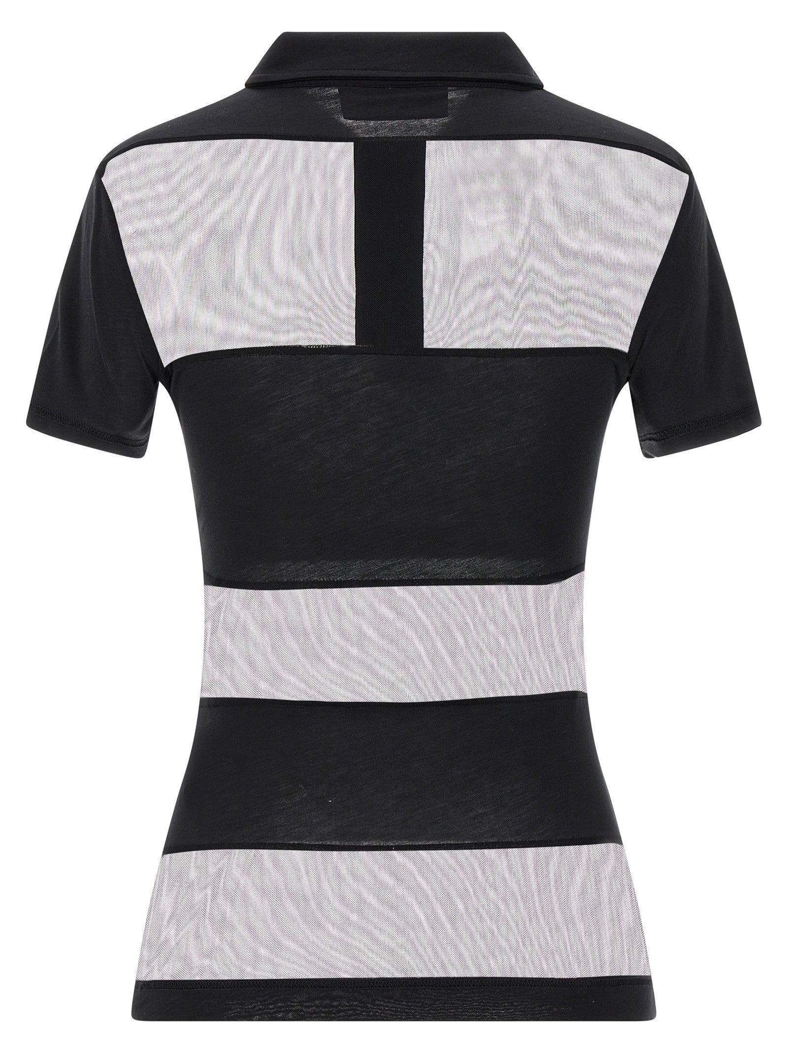 Coperni Sheer Striped Polo Shirt Black