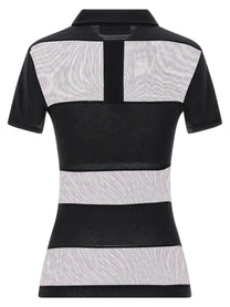 Coperni Sheer Striped Polo Shirt Black