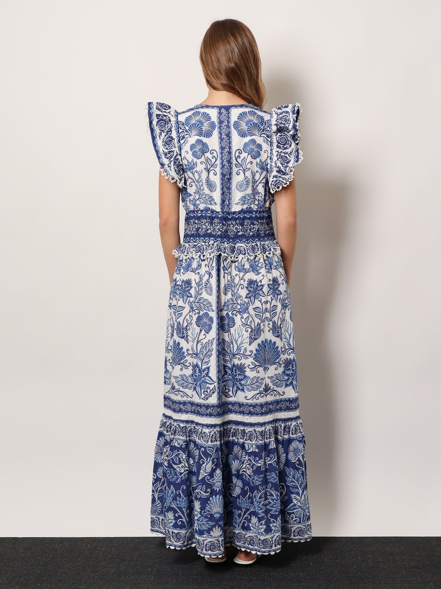 Farm Rio Women's Shell Garden Cotton Long Dress White Farm Rio