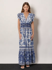 Farm Rio Women's Shell Garden Cotton Long Dress White Farm Rio