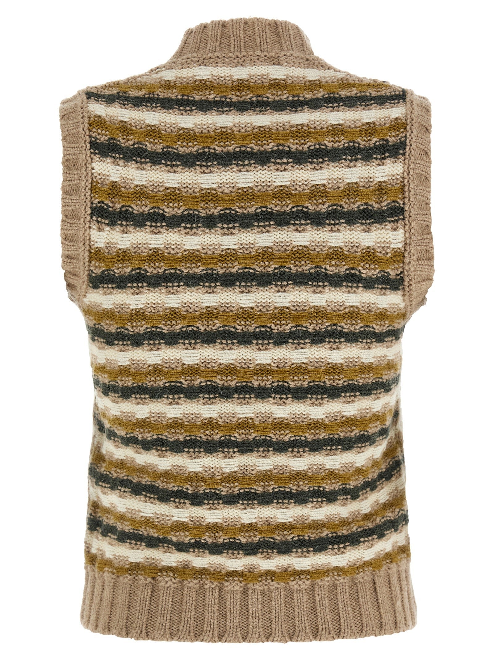 Marni Shetland Acquard Knit Vest Beige