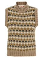 Marni Shetland Acquard Knit Vest Beige