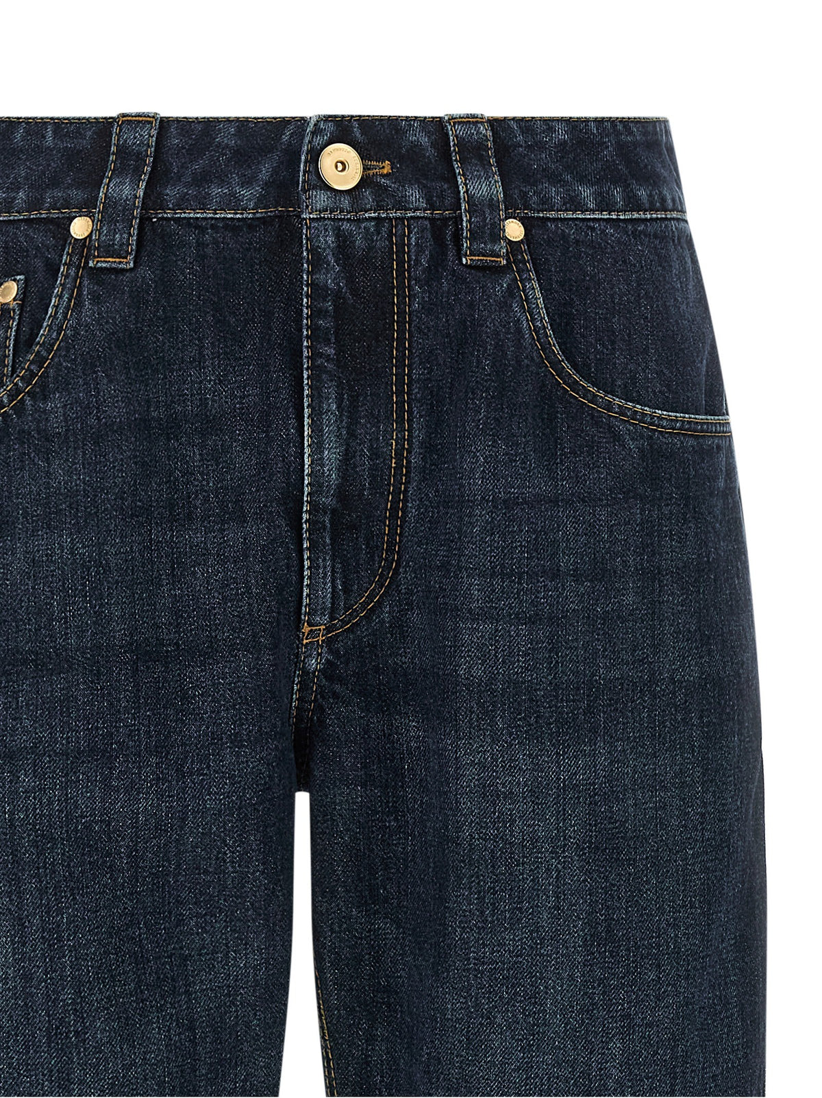 Brunello Cucinelli Shiny Bartack Jeans Blue, view 3