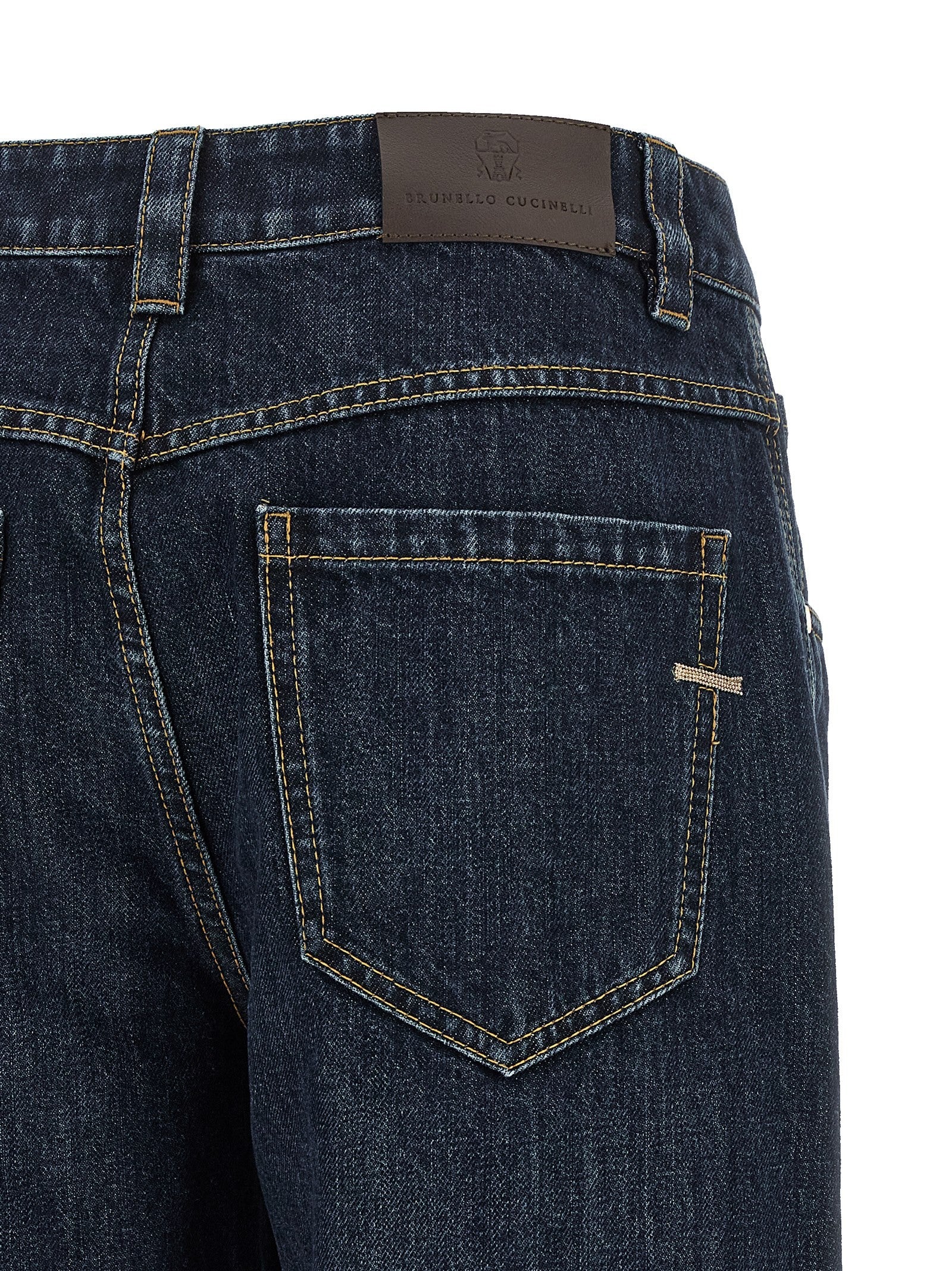 Brunello Cucinelli Shiny Bartack Jeans Blue