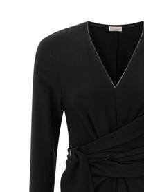 Brunello Cucinelli Shiny Collar Dress Black