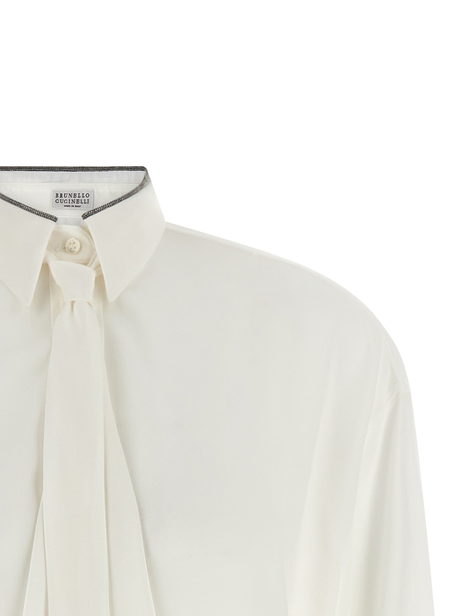 Brunello Cucinelli Shiny Collar Shirt White