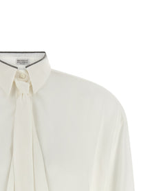 Brunello Cucinelli Shiny Collar Shirt White