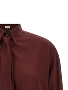 Brunello Cucinelli Shiny Collar Shirt Red