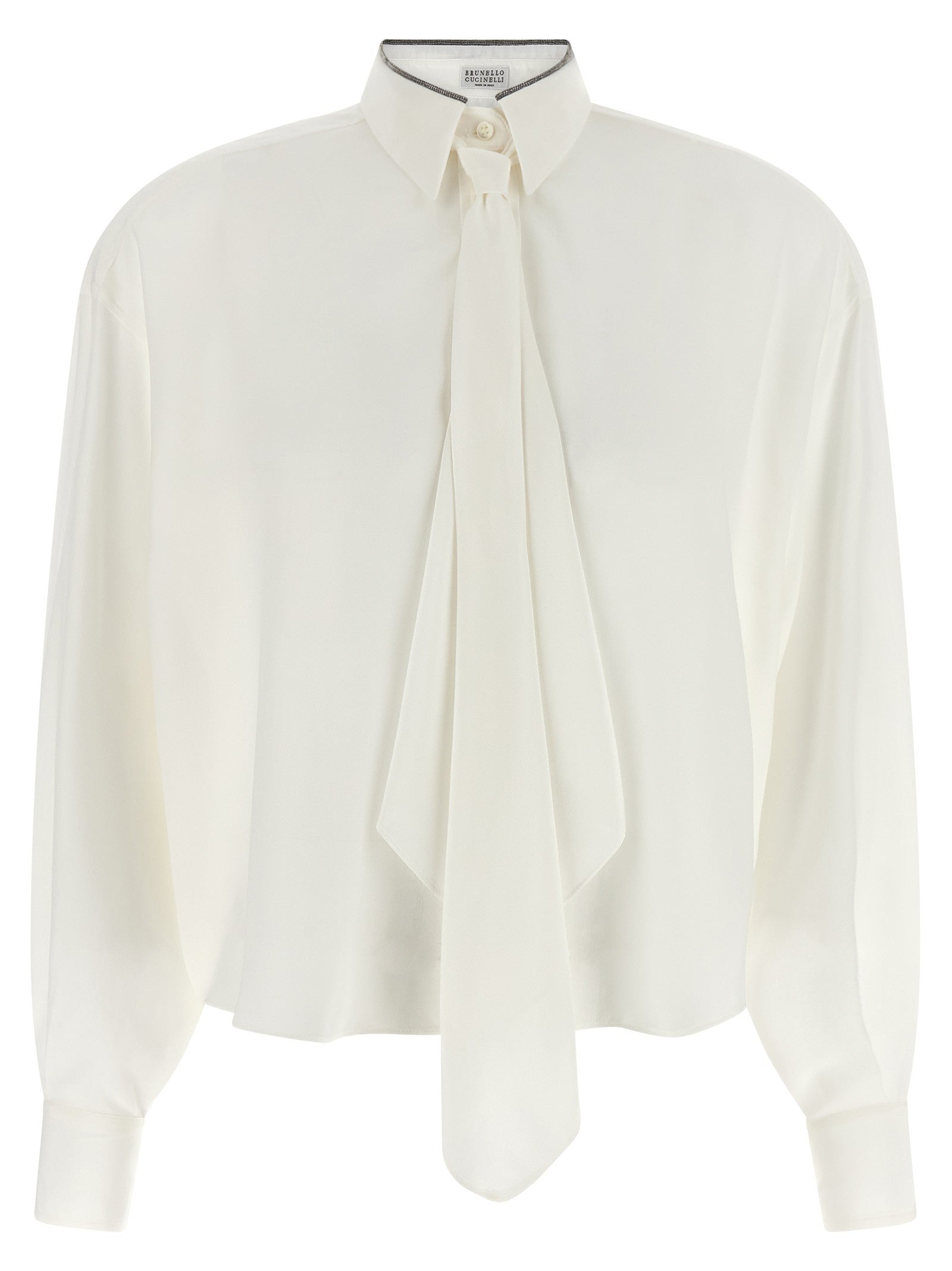 Brunello Cucinelli Shiny Collar Shirt White
